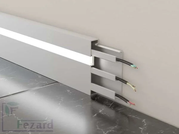 Алюминиевый плинтус Fezard Кабельный ALP-G80-LF Алюминий 80*15*2500 мм в Саратове